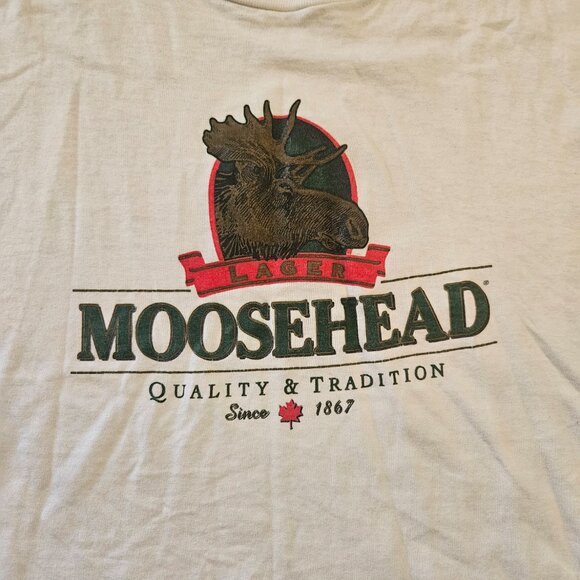 Vintage Moosehead Beer T-Shirt White Graphic Made in Canada – Men’s 2XL - Picture 3 of 10